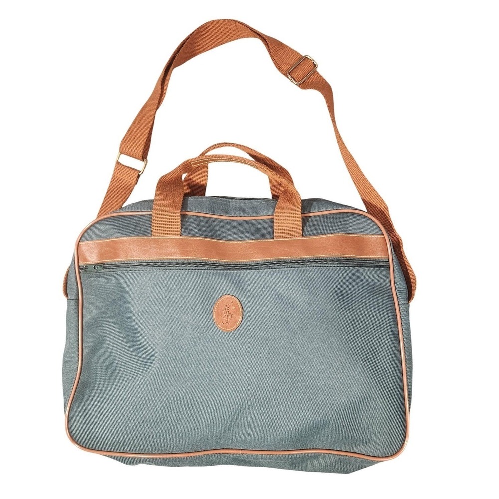 Vintage Polo Ralph Lauren Green Canvas Messenger Bag Weekender Travel Duffle 90s